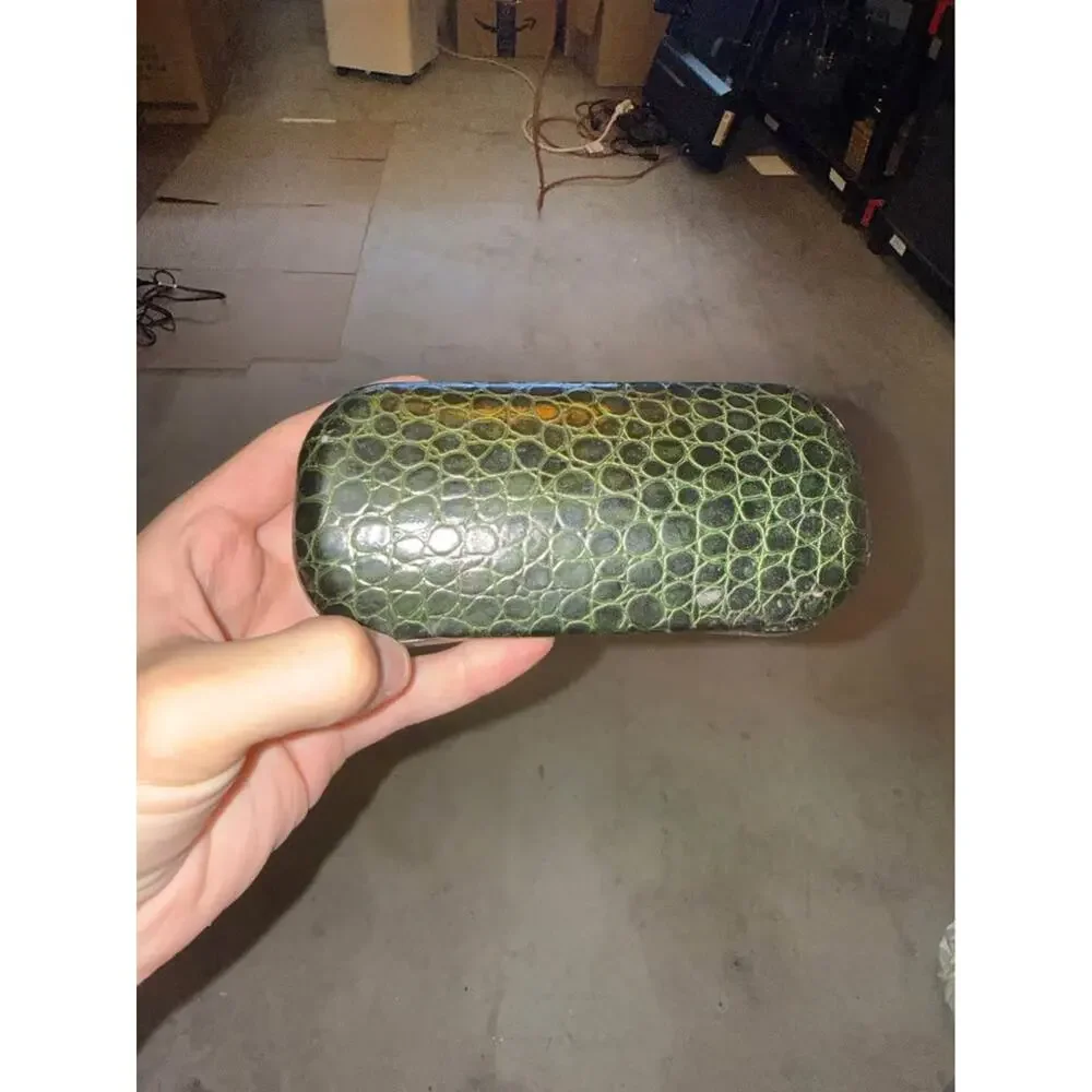 Vintage Reptile Like Skin Green Leather Women Fashion Sunglass Sunglasses Case